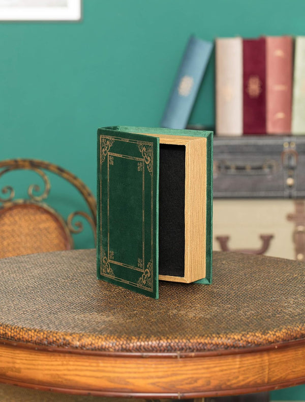 Decorative Vintage Book Shaped Trinket Storage Box- Green2