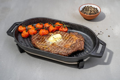 Ooni Cast Iron Grizzler Pan - Grill Frying Pan, 12" X 6" Griddle Plate with Removable Handle and Stainless Steel Trivet, Pre-Seasoned Non-Stick Oven Safe Cookware, Pizza Oven and BBQ Accessories3