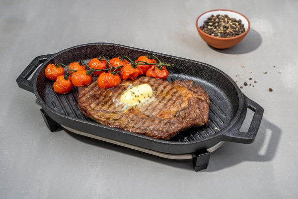 Ooni Cast Iron Grizzler Pan - Grill Frying Pan, 12" X 6" Griddle Plate with Removable Handle and Stainless Steel Trivet, Pre-Seasoned Non-Stick Oven Safe Cookware, Pizza Oven and BBQ Accessories3