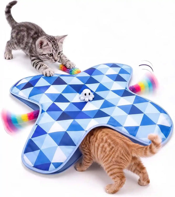 Petbusy 2026 Upgraded Hide&Seek Smart Interactive Cat Toys for Indoor Cat | Baby-Grade, Week-Long Rechargeable Battery, Touch to Wake Smart Standby & Moving Rainbow Tail for Bored Indoor Cats & Kittens1