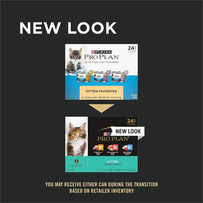 Purina Pro Plan High Protein Wet Kitten Food Variety Pack, DEVELOPMENT Kitten Favorites - (Pack of 24) 3 Oz. Cans2