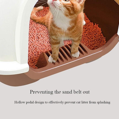 Dog Potty Training Toilet ﻿ Cat Litter Basin Fully Enclosed Large Toilet Closed Pet Supplies Coffee Color Double Door Space(Brown)4