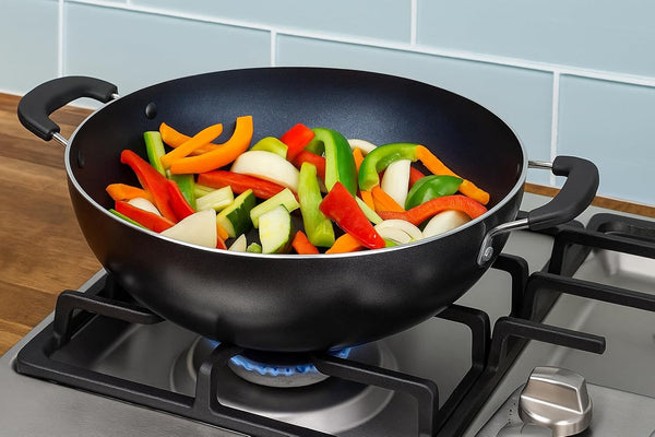 Kadhai Nonstick Kadai with Glass Lid All Purpose Cookware Indoor Outdoor Aluminum Induction Base Deep Fry Pan Stir Fry Pan Wok Skillet Deep Frying Pan (240Mm) 2.2 Ltr2