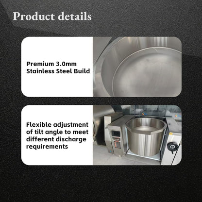 200L Commercial Tilting Induction Skillet, 25KW High Power Stir Fry Wok, 800Mm Diameter 420Mm Depth, Full Stainless Steel & Cast Iron, Heavy Duty for Restaurant Central Kitchen Food Processing3