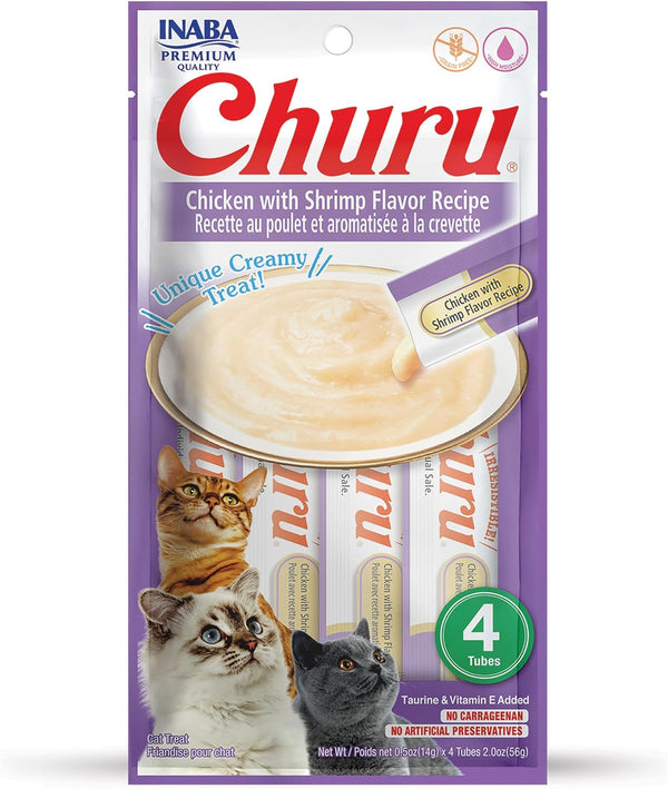 INABA Churu Cat Treats, Grain-Free, Lickable, Squeezable Creamy Purée Cat Treat/Topper with Vitamin E & Taurine, 0.5 Ounces Each Tube, 4 Tubes, Tuna with Salmon Recipe27
