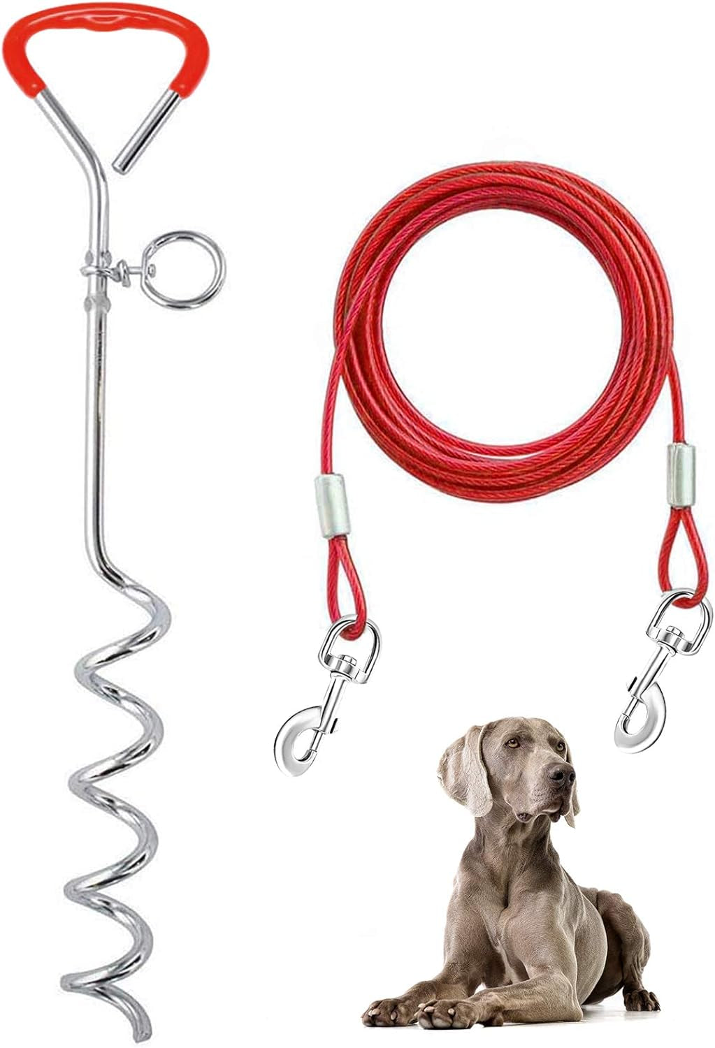 supet-dog-tie-out-cable-and-stake-32-16-10-ft-outdoor-yard-and-camping-for-medium-to-large-dogs-up-to-125-lbs-16-stake-32-16-10-ft-cable-with-durable-spring-and-metal-hooks-for-outdoor