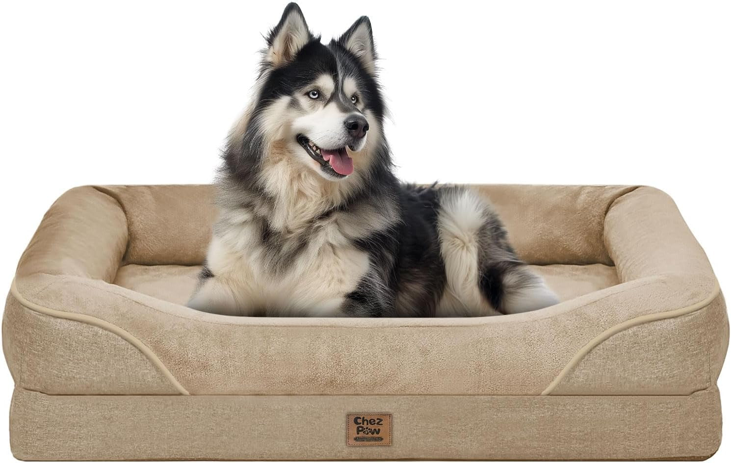 chez-paw-waterproof-orthopedic-xl-dog-bed-for-large-and-extra-large-dogs-egg-crate-foam-4-sided-bolster-support-waterproof-liner-non-slip-bottom-machine-washable-cover-42-x-30-inch