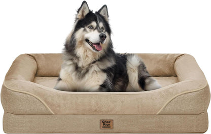 Chez Paw Waterproof Orthopedic XL Dog Bed for Large and Extra Large Dogs | Egg Crate Foam, 4-Sided Bolster Support, Waterproof Liner, Non-Slip Bottom, Machine Washable Cover, 42 X 30 Inch23