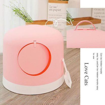 Dog Potty Training Toilet ﻿ Pet Cat Supplies Basin Large Fully Enclosed Litter Box Toilet Space Potty(Pink)3