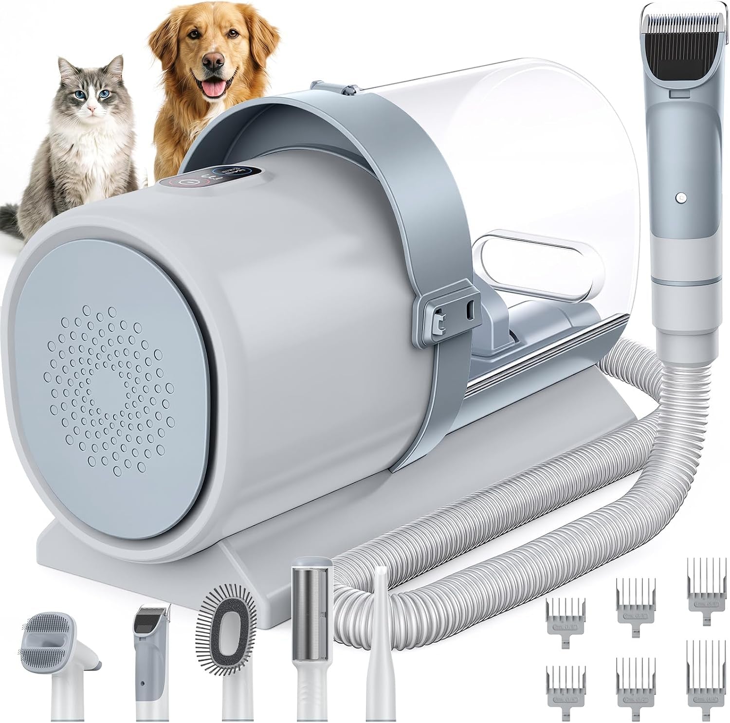 newbulig-pet-grooming-vacuum-kit-for-cats-and-dogs-2-5l-dust-cup-white-3-suction-modes-and-5-groomer-tools-dog-clippers-with-cordless-low-noise-for-cats-dogs-other-animals-hair-trimmer