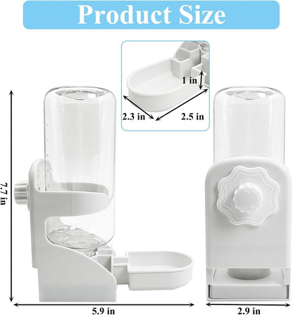 Kathson Rabbit Water Dispenser for Cage 17 Oz Hanging Guinea Pig Water Bottle No Drip Gravity Automatic Bunny Water Bottle No Leak Small Animal Water Bottle for Chinchilla Ferret Hamster（White）2