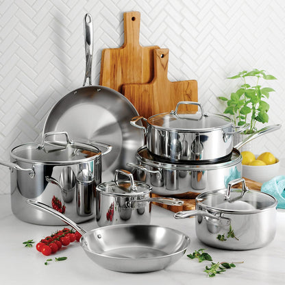 Boston Tri-Ply Clad Stainless Steel 12-Pc Pots and Pans Set | Cookware Kitchen Set with Glass Lids, Induction-Ready, Dishwasher-Safe, Nsf-Certified2