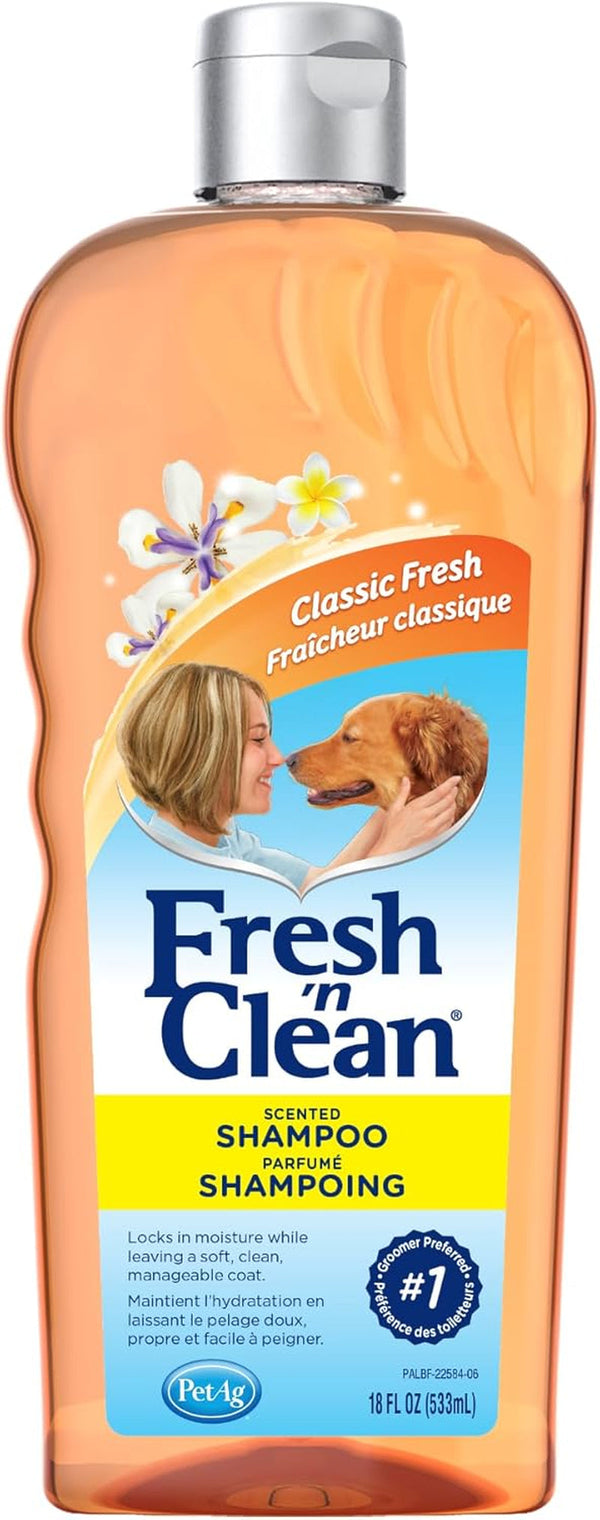 Pet-Ag Fresh ’N Clean Scented Shampoo, Classic Fresh Scent - 18 Oz - Moisturizes with Vitamin E & Aloe Vera - Strengthens & Repairs Coats - Soap Free1
