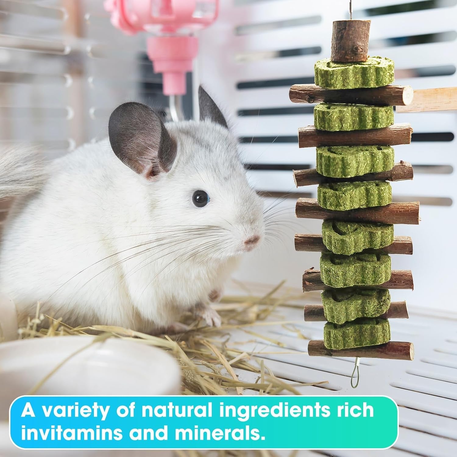wdefun-natural-apple-wood-clover-cake-teeth-grinding-toy-string-rabbit-snack-chewing-toy-safe-and-durable-pet-teeth-grinding-rod-caring-for-dental-health