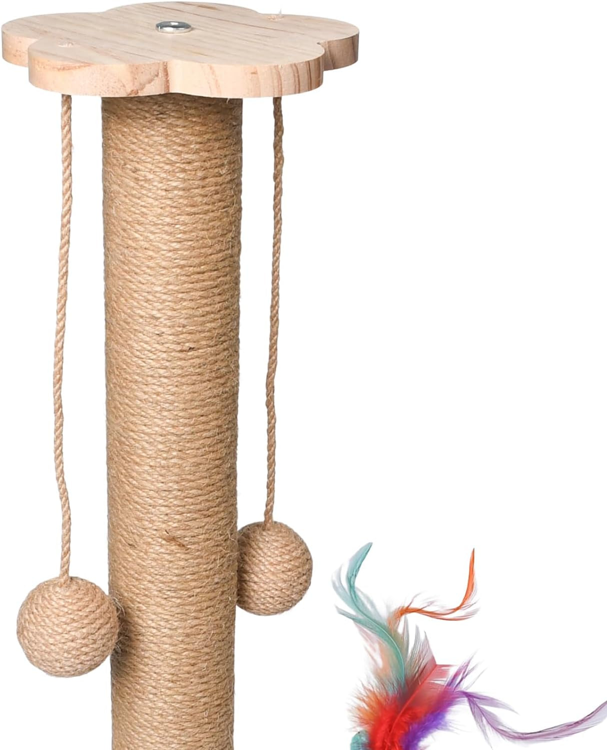 cat-scratching-post-50cm-cat-scratcher-toy-natural-woven-sisal-and-wood-interactive-cat-toys-with-lanyard-ball-ball-feather-feather-color-is-random