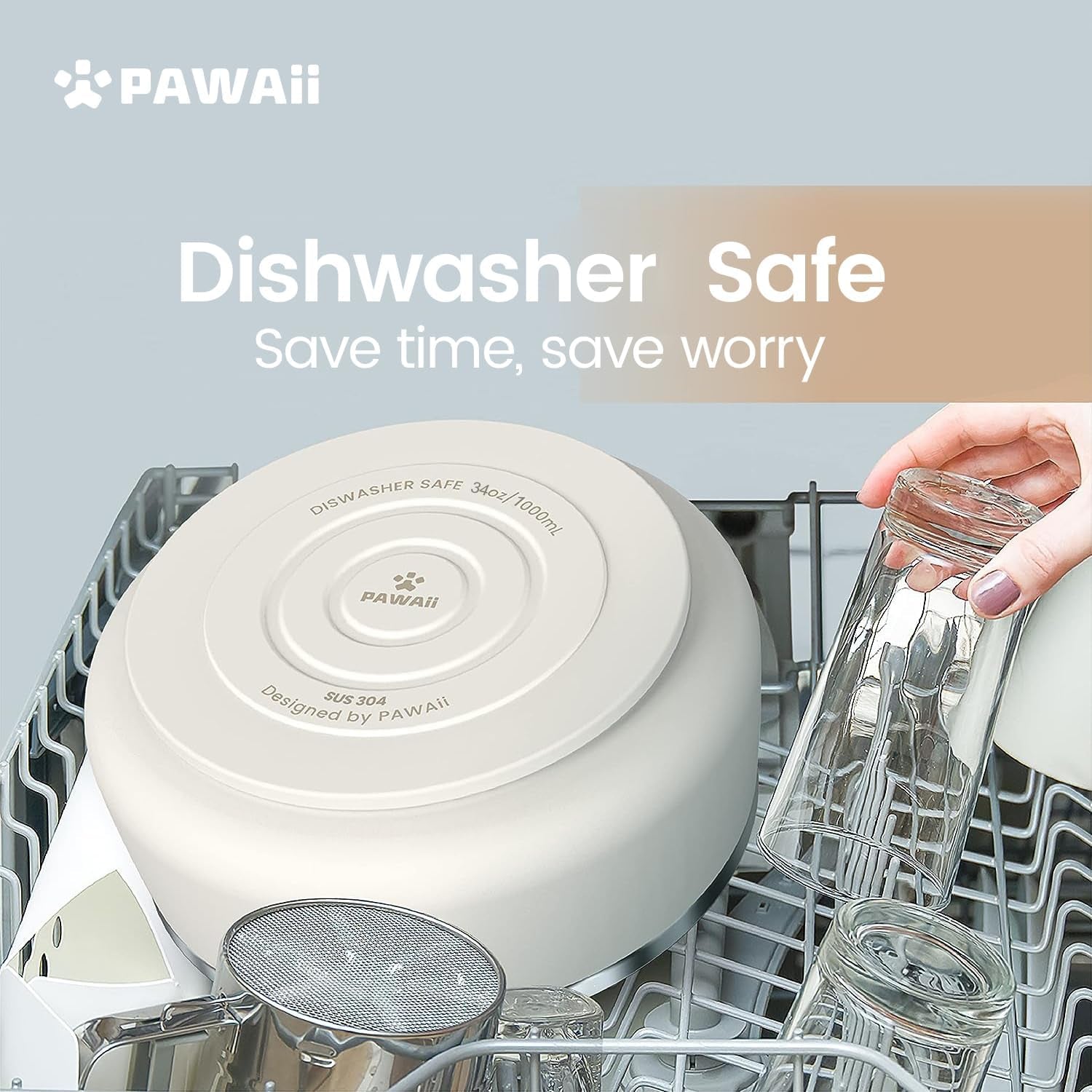 pawaii-dog-bowl-34-oz-stainless-steel-food-and-water-bowl-id-tag-1-pack-double-wall-design-non-slip-rubber-base-dishwasher-safe-smooth-open-design-not-a-slow-feeder-easy-rinse-interior