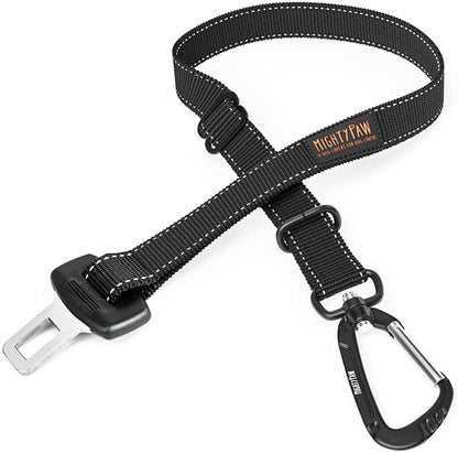 Mighty Paw Dog Seat Belt for Car, Heavy-Duty Aviation Aluminum Carabiner | 850 Lbs Force Rated, Nylon Webbing, Swivel Clip, 16-26 in Adjustable1