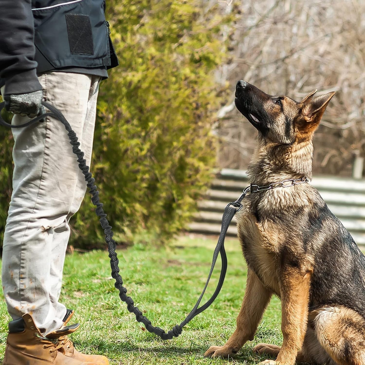rabbitgoo-tactical-dog-leash-heavy-duty-training-bungee-lead-military-leash-with-2-padded-control-handles-for-medium-large-dogs-no-pull-for-shock-absorption-reflective-black-5-2ft