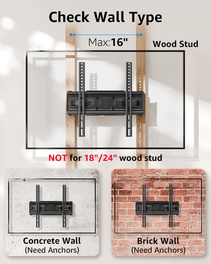 Econome TV Wall Mount for Most 32-65 Inch Flat Screen/Led/4K Tvs, TV Mount with Swivel and Tilt Articulating Dual Arms, Full Motion Wall Mount up to 16” Stud, Max VESA 400X400Mm, up to 99Lbs7