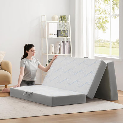 6 Inch Memory Foam Foldable Mattress Queen | Folding Mattress Queen, Folding Sofa Bed with Washable Cover, Portable Mattress for Guest Bed, 78X58X61