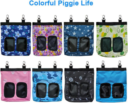 RIOUSSI Guinea Pig Hay Feeder, Hanging Rabbit Hay Feeder Bag. Blueflower | Upgraded Double Layer Fabric | Bite Resistant | Cleaner Hay & Less Mess | Small Animal Hay Holder for Bunnies & Chinchillas7