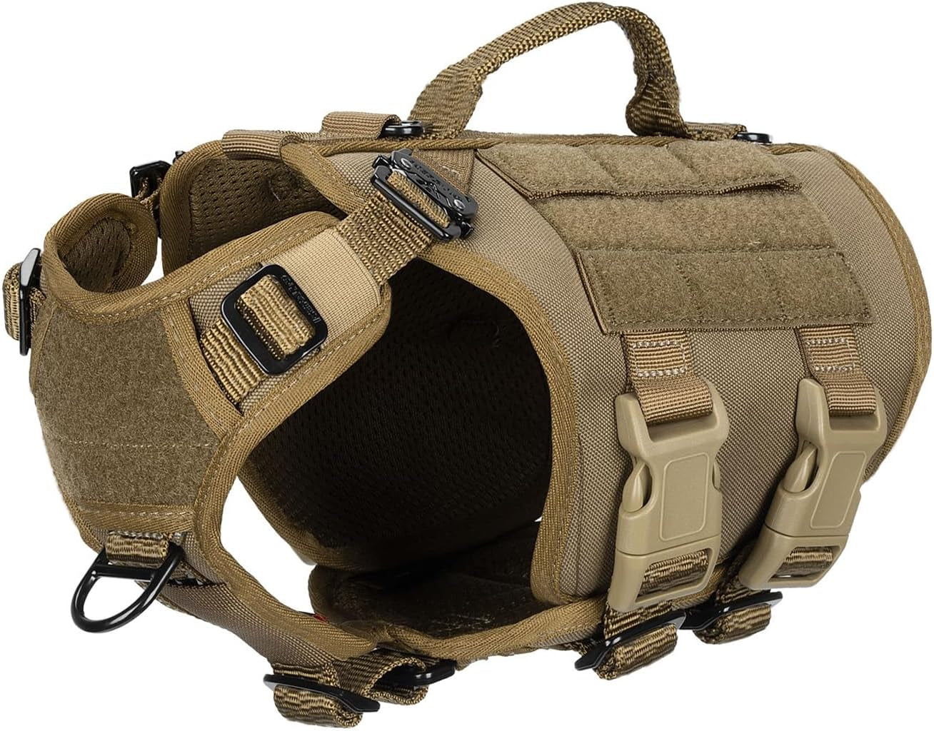 icefang-no-pull-tactical-dog-harness-for-large-dogs-adjustable-dog-vest-control-handle-molle-panel-front-hook-3-leash-clips-soft-padded-for-walking-training-pink-large