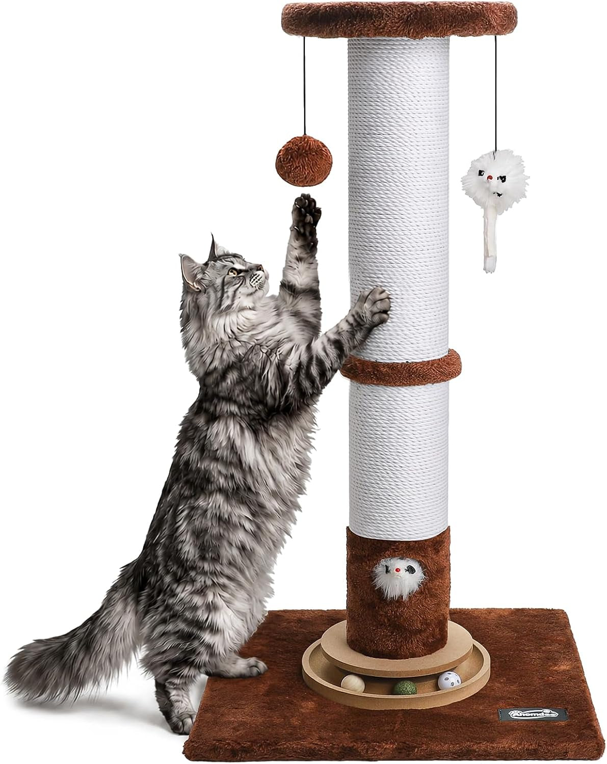 35-inch-tall-cat-scratching-post-stable-base-for-large-cats-brown-heavy-duty-soft-natural-cotton-rope-cat-scratcher-interactive-cat-toys-wooden-ball-track-for-kittens-and-indoor-cats