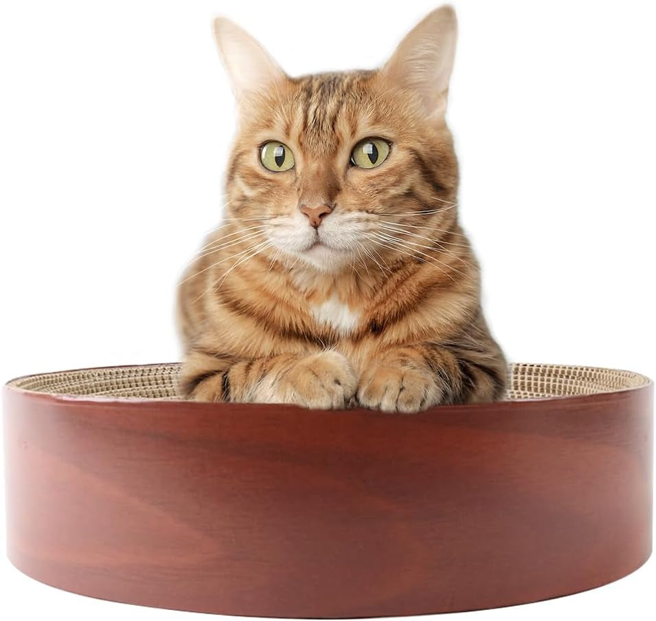 sellys-den-bowl-shaped-round-cardboard-cat-scratcher-with-catnip-for-lounging-and-scratching-16-inches