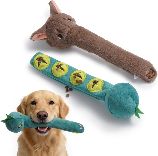 Nocciola Dog Squeak Toys 5Pcs, Dog Toys to Keep Them Busy for Aggressive Chewers, Hide and Seek Crinkle Dog Toy for Large Dogs, Long Face Wild Animals Playground Series8
