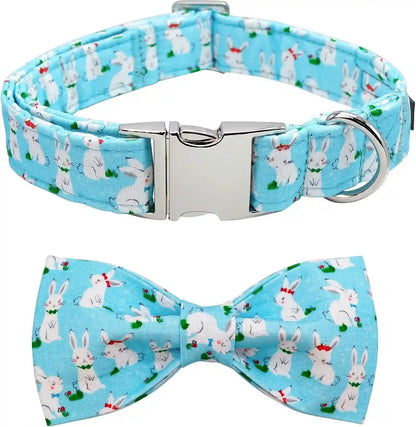 Lionet Paws Boy Dog Collar with Bowtie, Comfortable Adjustable Cute Navy Blue Bow Tie Collar for Male Dogs Gift, Xlarge, Neck 16-26 Inches22