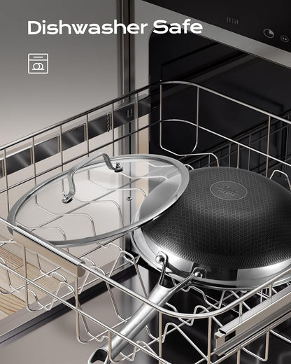 Wok Pan,12 Inch Hybrid Wok with Lid,Pfoa Free Cookware,Non Stick Stainless Steel Woks & Stir-Fry Pans Nonstick, Dishwasher and Oven Safe, Works on Induction5