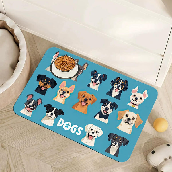 Fish Boho Dog Food Mat for Floors,Ocean Absorbent Quick-Dry Pet Feeding Mat,Cat Dog Bowl Mats for Food and Water,Non-Slip Pet Accessories Supplies 12"X20"21