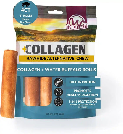 Wild Eats Real Duck Collagen Bully Sticks for Dogs, 25 Pack, Rawhide Free | No Hide Chew Treat Made without Grain, 5 Inch Size, High Protein, Satisfies Natural Gnawing Urges, Suits All Breeds24