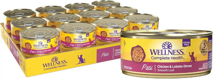 Wellness Complete Health Pate Adult Canned Wet Cat Food, Natural, Protein Rich, Grain Free, Chicken Entrée Recipe, 3 Oz, Pack of 24 Cans17