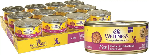 Wellness Complete Health Pate Adult Canned Wet Cat Food, Natural, Protein Rich, Grain Free, Chicken Entrée Recipe, 3 Oz, Pack of 24 Cans17