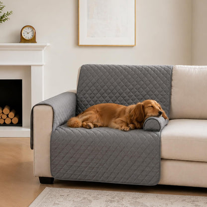 Calming Dog Bed for Couch, Single Seater Couch Dog Bed, Washable Dog Bed for Sofa, Non-Slip Water-Resistant Dog Sofa Mat for Furniture Protector, for Large Medium Small Dogs and Cats (Light Gray, A)1