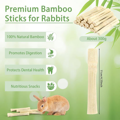300G Sweet Bamboo Sticks for Rabbits, Bunny Chew Toys for Small Pets | Natural Bamboo Chews for Rabbits, Chinchillas, Guinea Pigs, Hamsters, Squirrels,And Small Animal Teeth Grinding2
