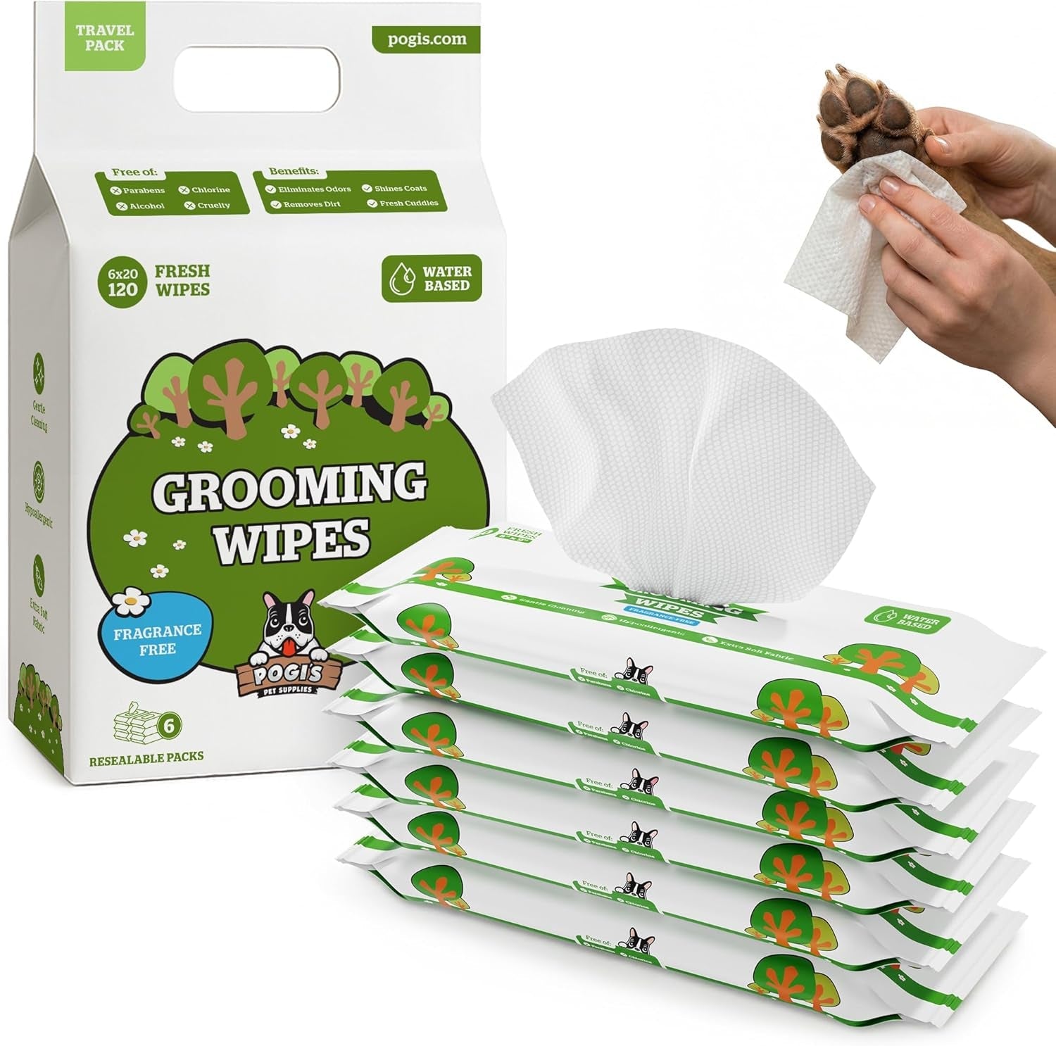 pogi-s-dog-grooming-wipes-hypoallergenic-pet-wipes-for-paws-body-butt-cleaning-hydrating-fragrance-free-100-count