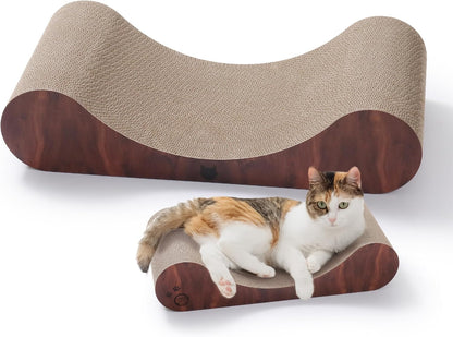 Necoichi Cardboard Cat Scratcher Bed for Indoor Cats - Cat Scratching Board, Horizontal Cat Scratch Pad Lounger with Reversible Usability and Extra Comfort for Lounge, Curved (23" Large, Dark Cherry)11