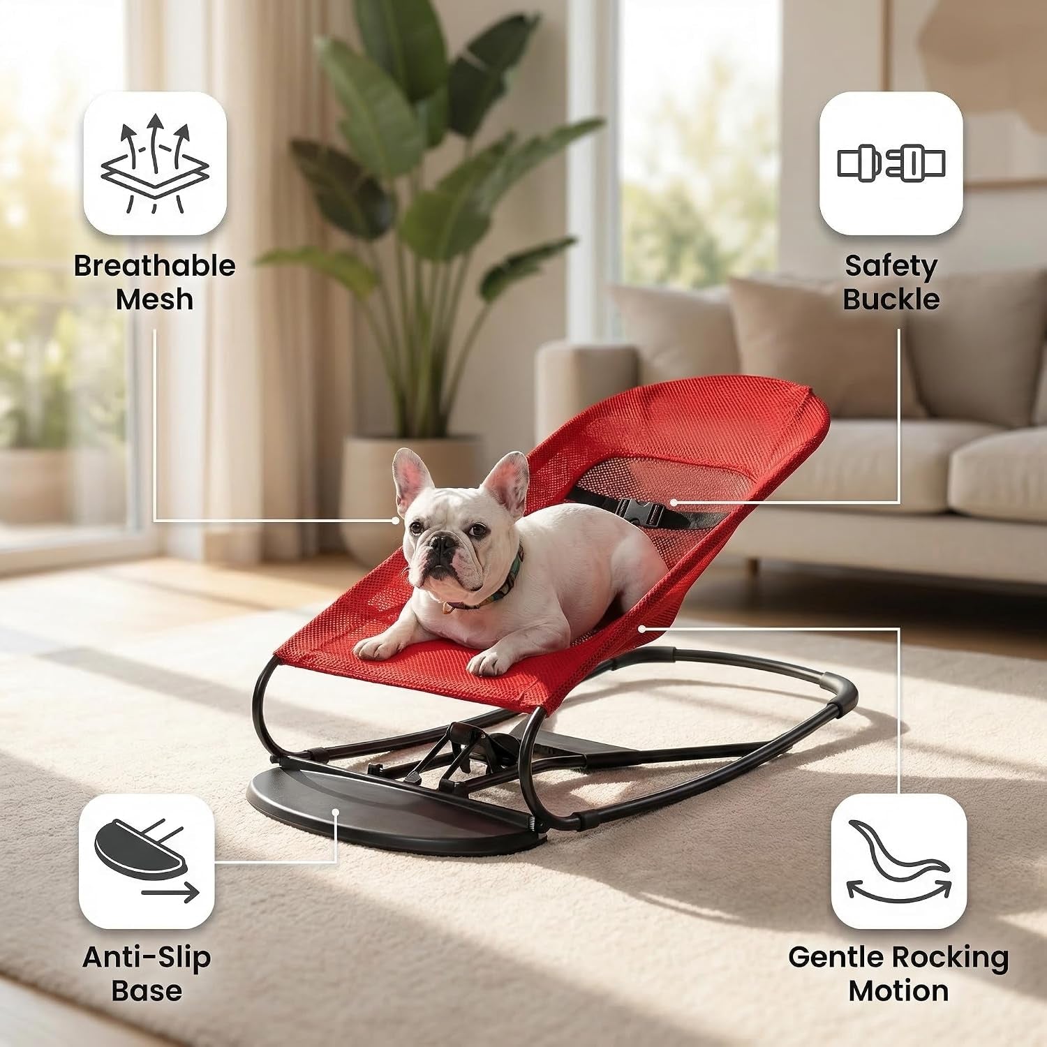 cat-dog-rocking-chair-bouncer-bed-for-frenchie-french-bulldog-lounge-outdoor-portable-foldable-pet-furniture-adjustable-height-breathable-mesh-safety-harness-for-small-animals-puppies