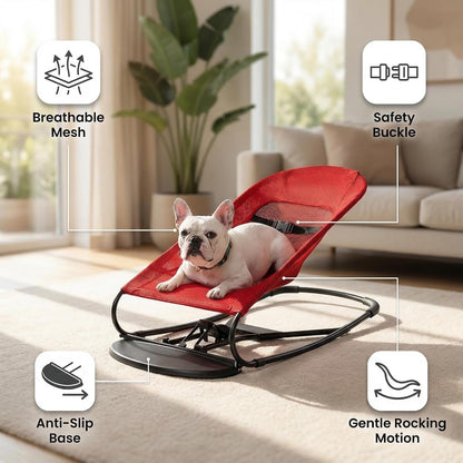 Cat & Dog Rocking Chair - Bouncer Bed for Frenchie, French Bulldog Lounge, Outdoor Portable Foldable Pet Furniture. Adjustable Height, Breathable Mesh, Safety Harness for Small Animals & Puppies7