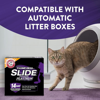 ARM & Hammer Slide Platinum Easy Clean-Up Clumping Cat Litter, 27.5 Lbs | 24/7 Odor Control, Triple-Action Freshness, Non-Stick, Low Tracking, Multi-Cat Formula, Scented4