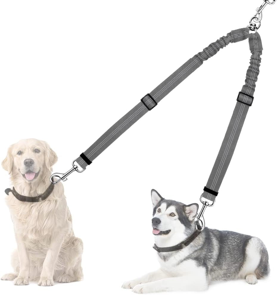 autowt-double-dog-leash-no-tangle-360-swivel-rotation-reflective-lead-attachment-adjustable-length-dual-two-dogs-lead-splitter-comfortable-shock-absorbing-walking-training-for-2-dogs
