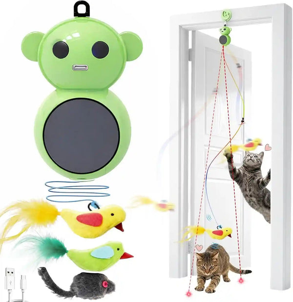 Interactive Cat Toys for Indoor Cats - Automatic Laser Cat Toys, Flying Bird Feather Cat Wand Toy, Best Kitten & Adult Cat Enrichment Stimulation Toy Hanging Electric Kitty Toys for Bored Cats (Beige)8