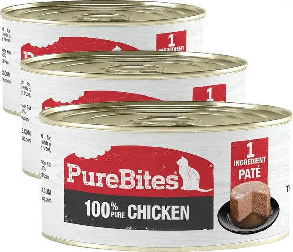 Purebites 100% Pure Chicken Pate Cat Treat | 2.5Oz Can | Only 1 Ingredient | Case of 128