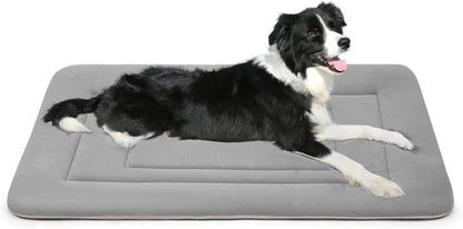 Dog Bed Soft Dog Crate Bed Pad Mat, 42 in Non Slip Bottom Washable Beds for Large Dogs, Pet Bed Mattress Kennel Pad, Dark Blue Gray10