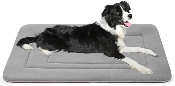 Dog Bed Soft Dog Crate Bed Pad Mat, 42 in Non Slip Bottom Washable Beds for Large Dogs, Pet Bed Mattress Kennel Pad, Dark Blue Gray10