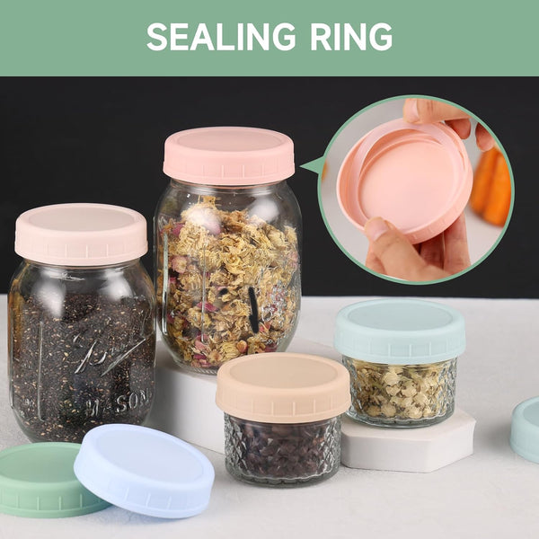 8 Pack Regular Mouth Plastic Mason Jar Lids for Ball, Kerr and More, 70Mm Colored Canning Tops with Silicone Rings, Food Grade & Leak-Proof7