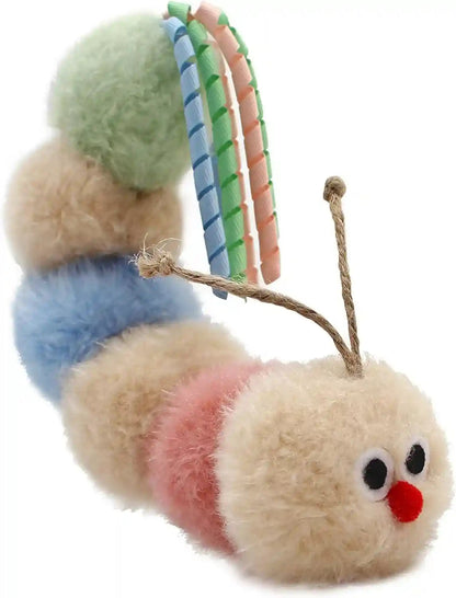 Jumpaws Interactive Natural Catnip Kicker, with Rattle and Ribbon, Bite Resistant, for All Ages Indoor Cat, Soft Caterpillar Kicker, Fluffy Kitten Toy3