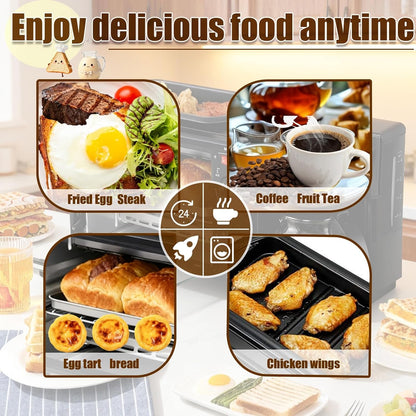 Breakfast Center 4-In-1 with Coffee Maker, Non-Stick Skillet, 7L Toaster Oven and Dual Heating Elements, Compact Kitchen Appliance for Apartments and Dorm Living6